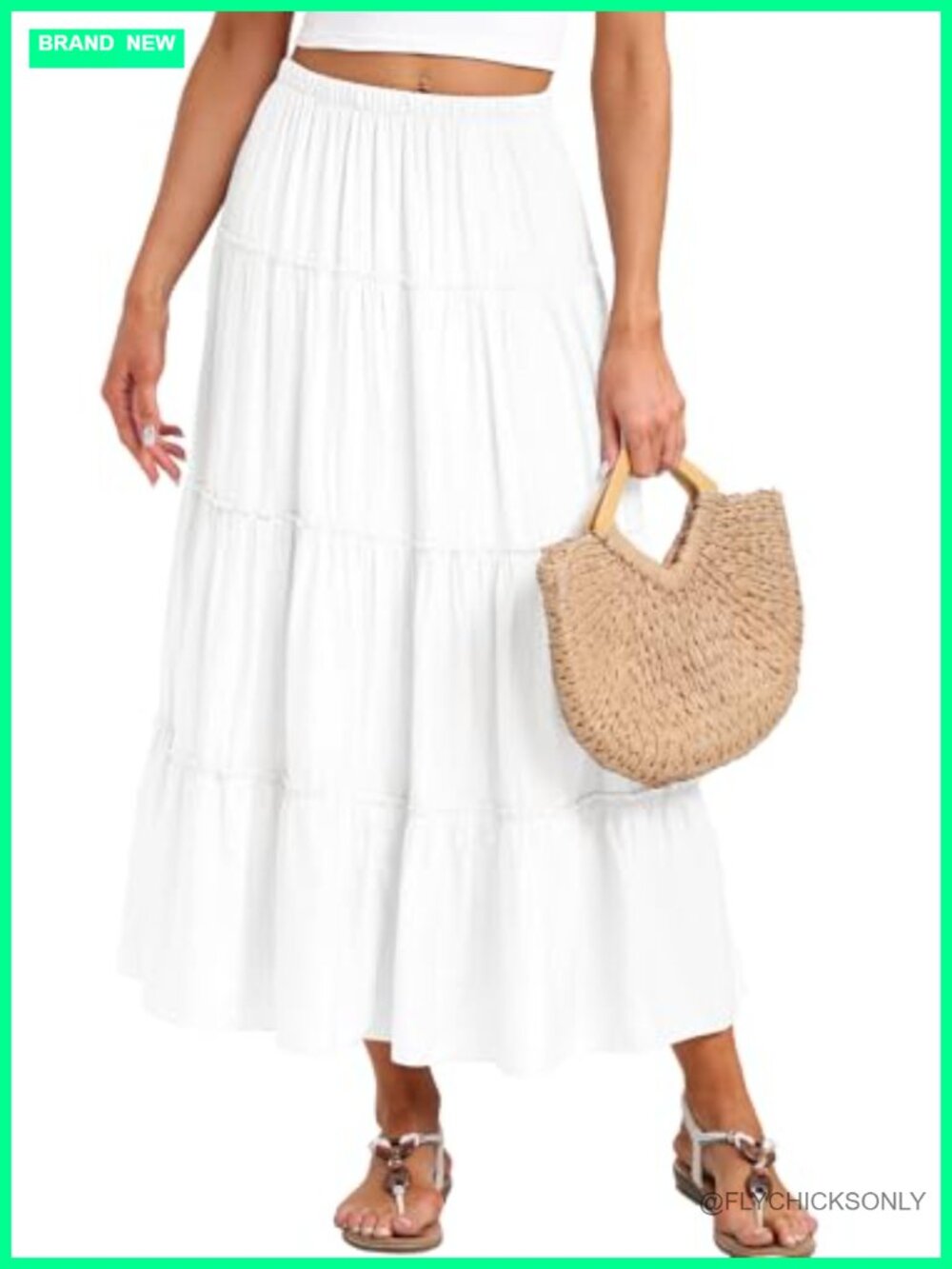 Boho Maxi Skirt Flowy A Line Long Skirt Elastic Waist Summer